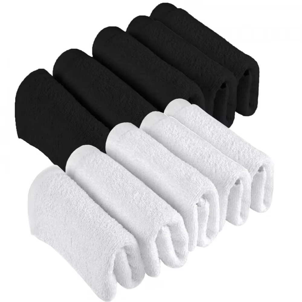 10 Face Towel Kit For Beauty Salon 100 Cotton 40x65 cm Black White Embuy