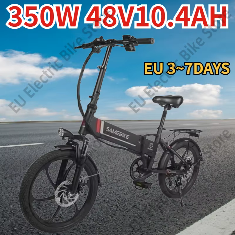 SAMEBKE Electric Bike 350W Motor 48V10.4AH Lithium Battery Folding Aldult E Bike 20-inch Tire Aluminum Alloy Electric Bicycle