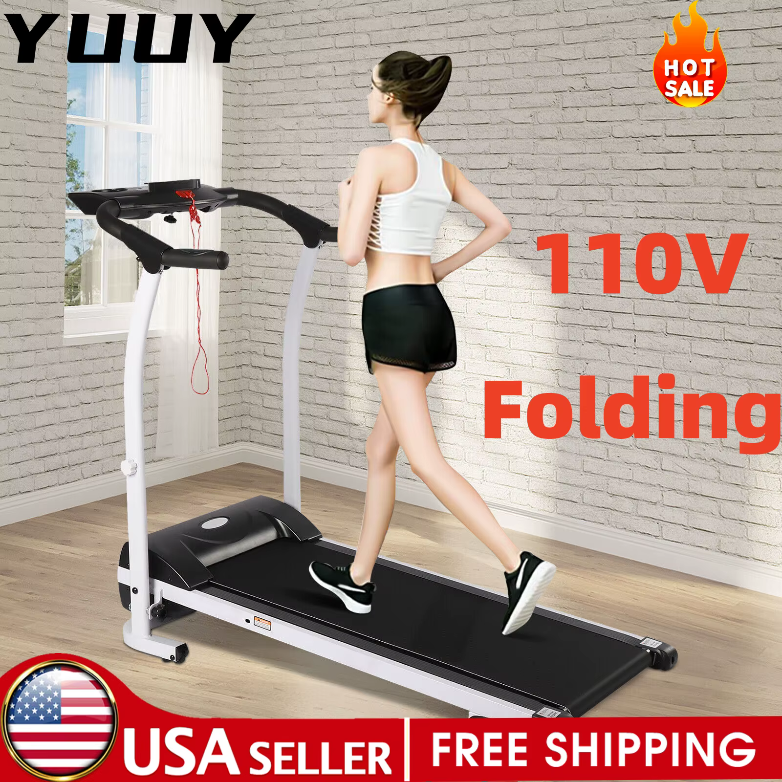 Foldable Electric Treadmill with LCD Display for Home, Indoor Aerobic Exercise, Fitness Equipment, Mute, Multi-function