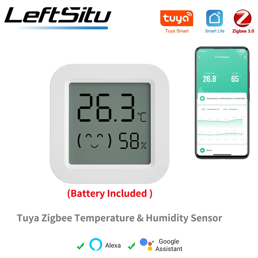 Tuya Zigbee Temperature Humidity Sensor Mini LCD Digital Display APP Remote Control Thermometer Hygrometer