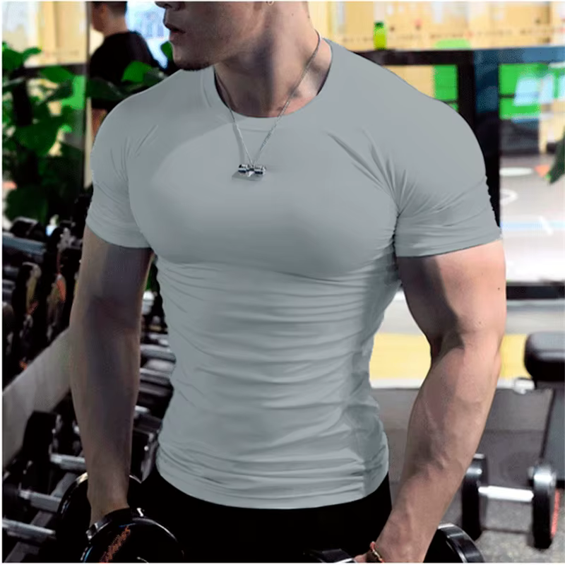 Men Casual Soild White t Shirts Summer Oversized Male t-Shirt Short Sleeve Compression Top Gym t-Shirts Man Clothes Streetwear