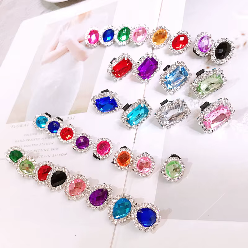 Shiny Rhinestones Buckle Shoelaces Clips Decoration Heart Love Gem Shoe Charms Design Shoes Accessories Kids Women Fashion 1PCS