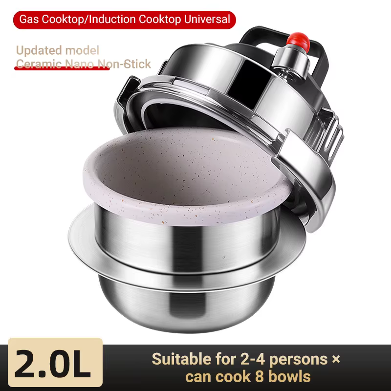 Upgrade Non stick Pressure Pot Small Outdoor Camping 0.8L-1.6L Home Gas Induction Cooker Pressure Pot Cooking 5 Bowls of Rice