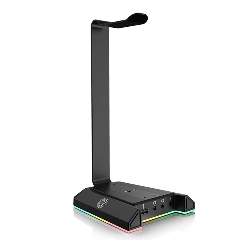RGB Gaming Headset Stand 7.1 Surround Sound Converter 2 USB/3.5mm Ports Headphones Holder for Gamer PC Desk Gaming Accessories