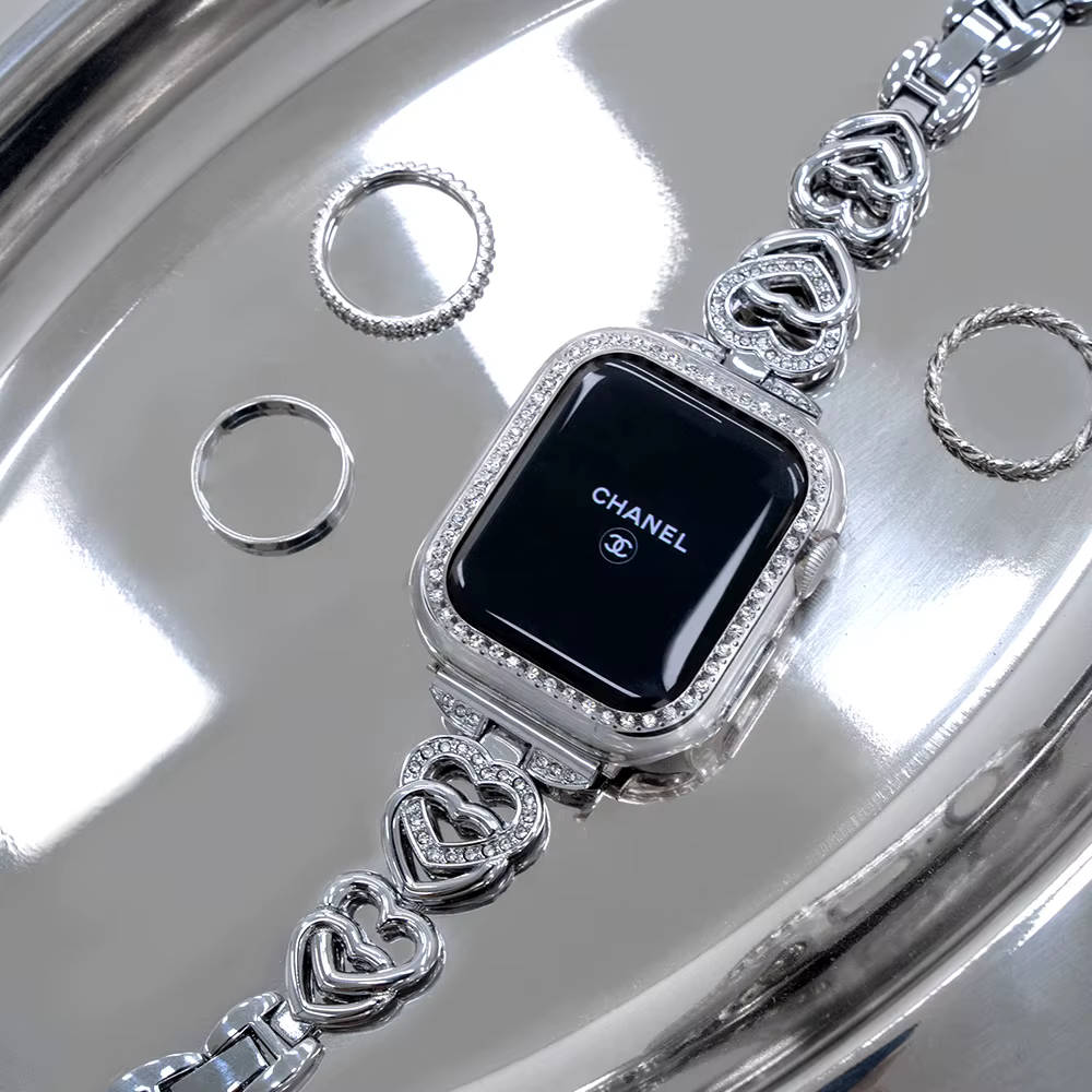 Entercorn Apple Watch Double-human-cut Curbic-chain Metal Strap Band Watch Band