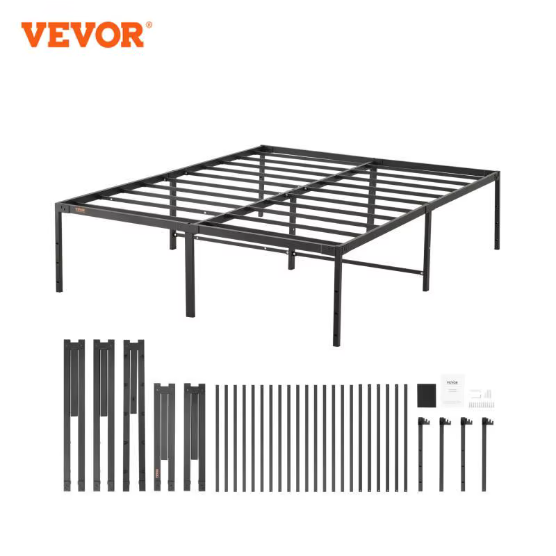 VEVOR 18 Inch Full Metal Bed Frame Platform No Box Spring Needed 1500 lbs Loading Capacity Embedded Heavy Easy For Household