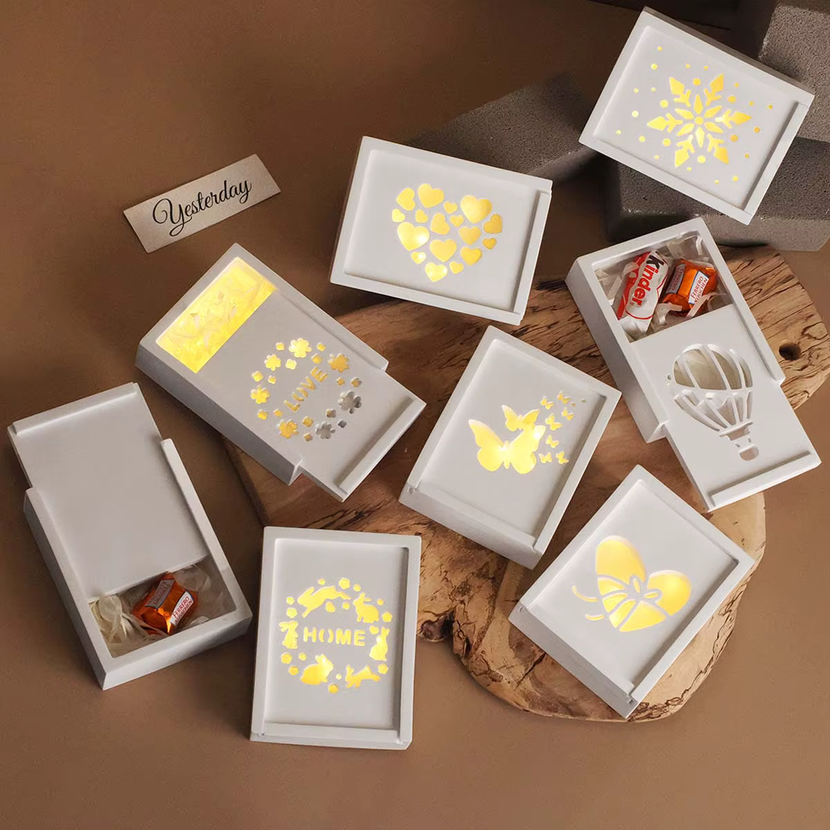 Easter Rabbit Gift Storage Box Silicone Mold DIY Handmade Butterfly Love LED Lamp Silhouette Molds Plaster Resin Home Crafts Dec