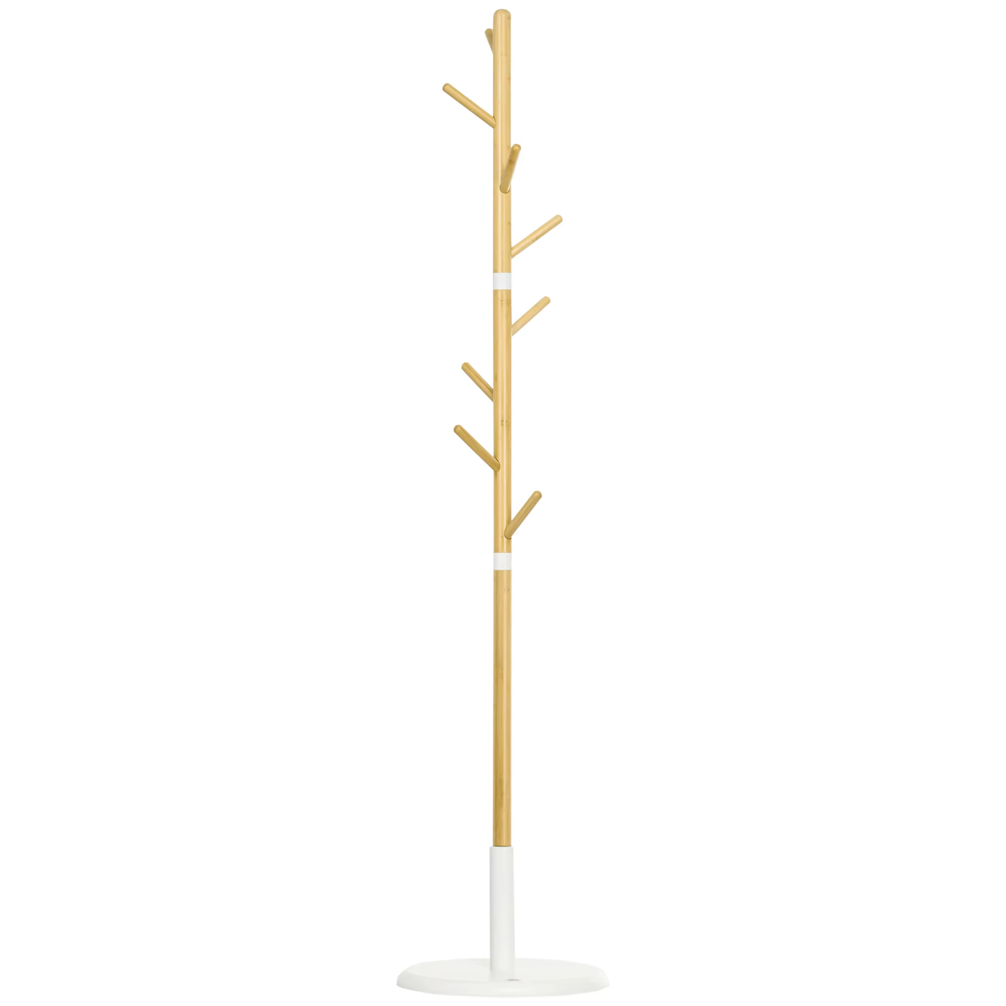 HOMCOM bamboo foot rack with 8 hooks for clothes Ø 37,8x175,6 cm Natural