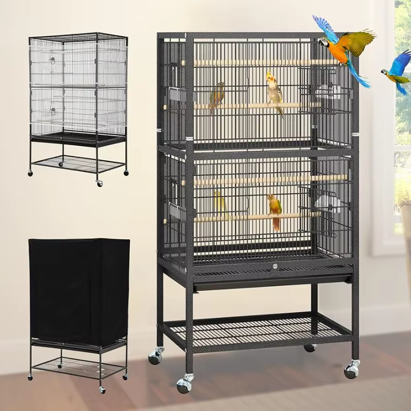 52 inches Birdcage Cover and Bird Cage Seed Catcher, Bird Cages for Parakeets, Parrot, Cockatiel, Pigeon, Metal Big Bird Cage