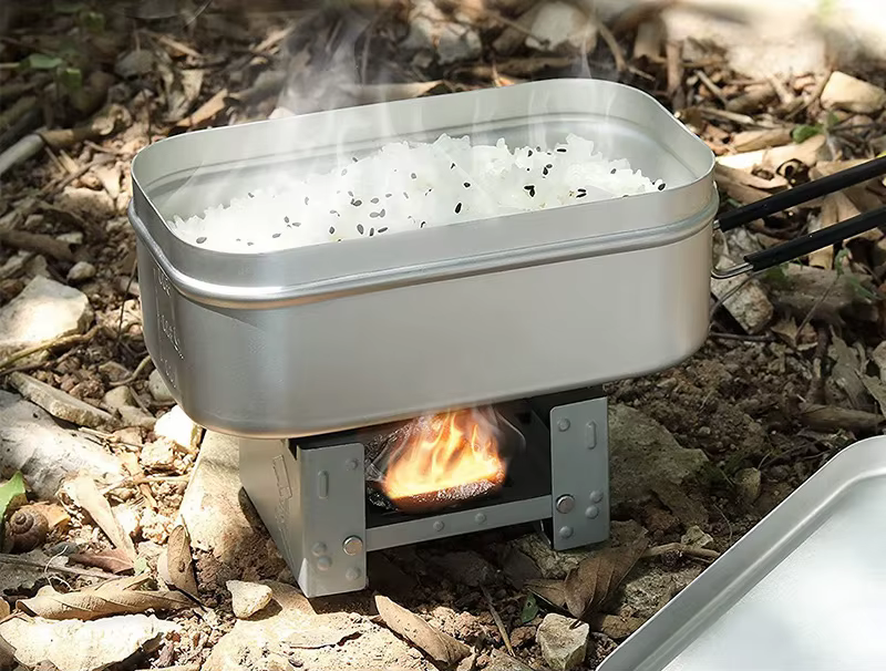 Outdoor cooking magic weapon aluminium alloy lunch box camping picnic square lunch box travel portable Japanese bento lunch box