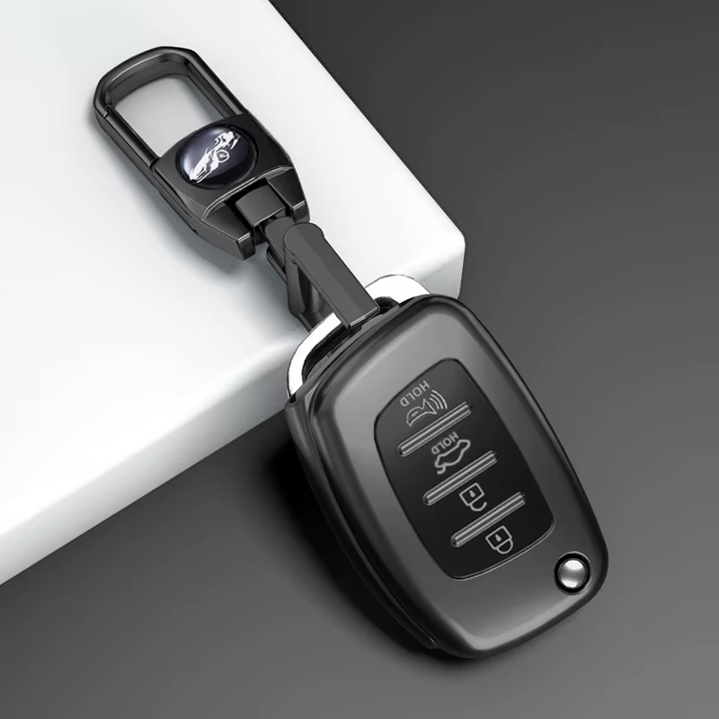 4 Bottons Filp Car Key Case Fob Cover Shell for 2015 Hyundai Santa Fe Sonata Tucson I40 Ix45 2013 2014 2016 2017 2018 2019