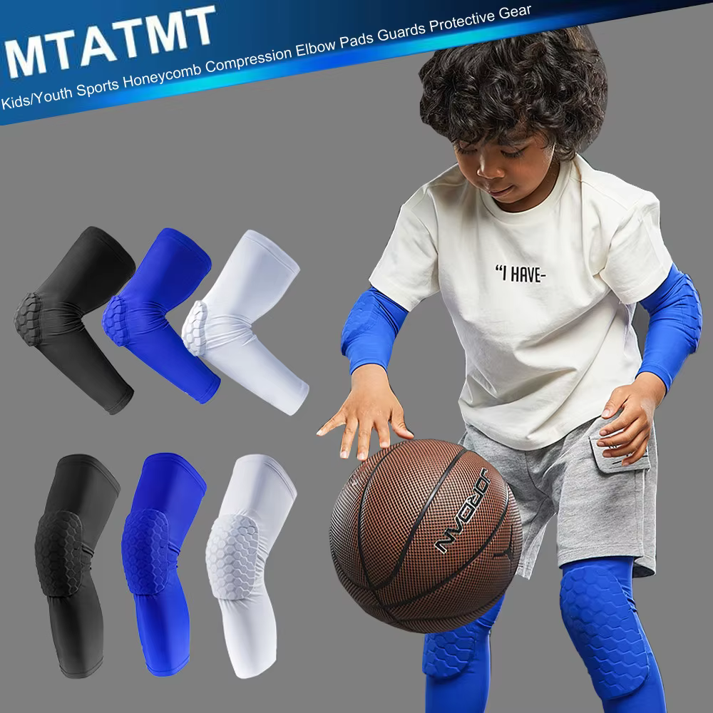 MTATMT 1Pcs Sports Elbow Pads for Kids Youth Honeycomb Knee Compression Sleeves for Basketball, Football, Volleyball, Cycling