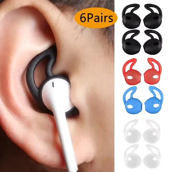 6/1Pair In-Ear Silicone Earbud Cover Ear Pad Headphone Cap for Apple Airpods 1 2 Pro Earbuds Ear Hook Headphone Protective Cover