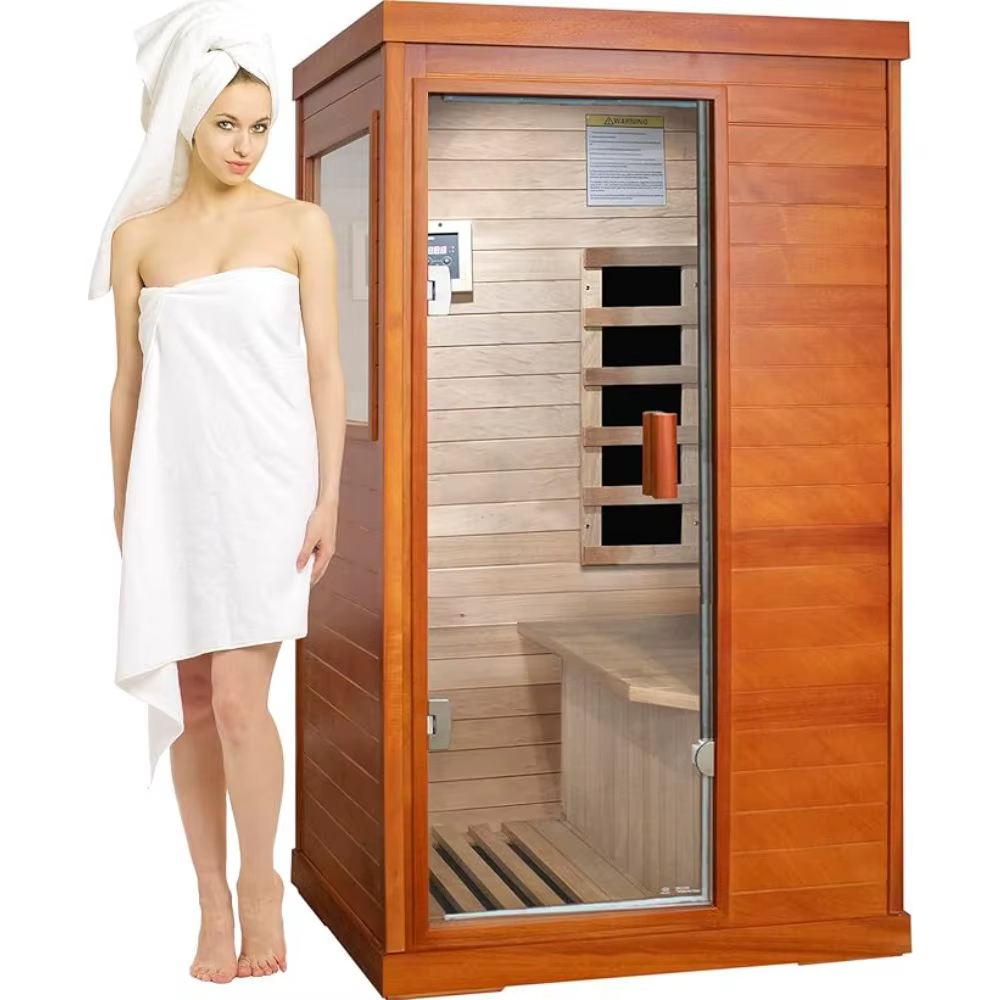 Far Infrared Sauna Home Saunas Spa Room, Wooden Indoor Dry Sauna,Ideal for 1 Person Home Sauna with Bluetooth Speaker