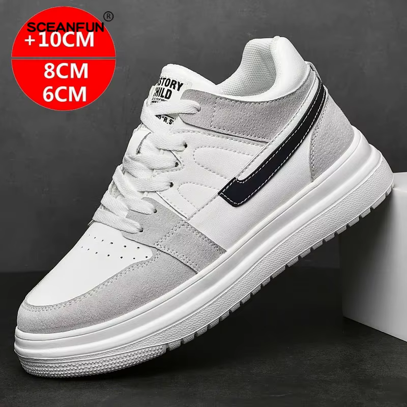 Genuine Leather height increasing elevator shoes men Woman increase shoes 6cm 8cm man sneakers sport casual shoes casual
