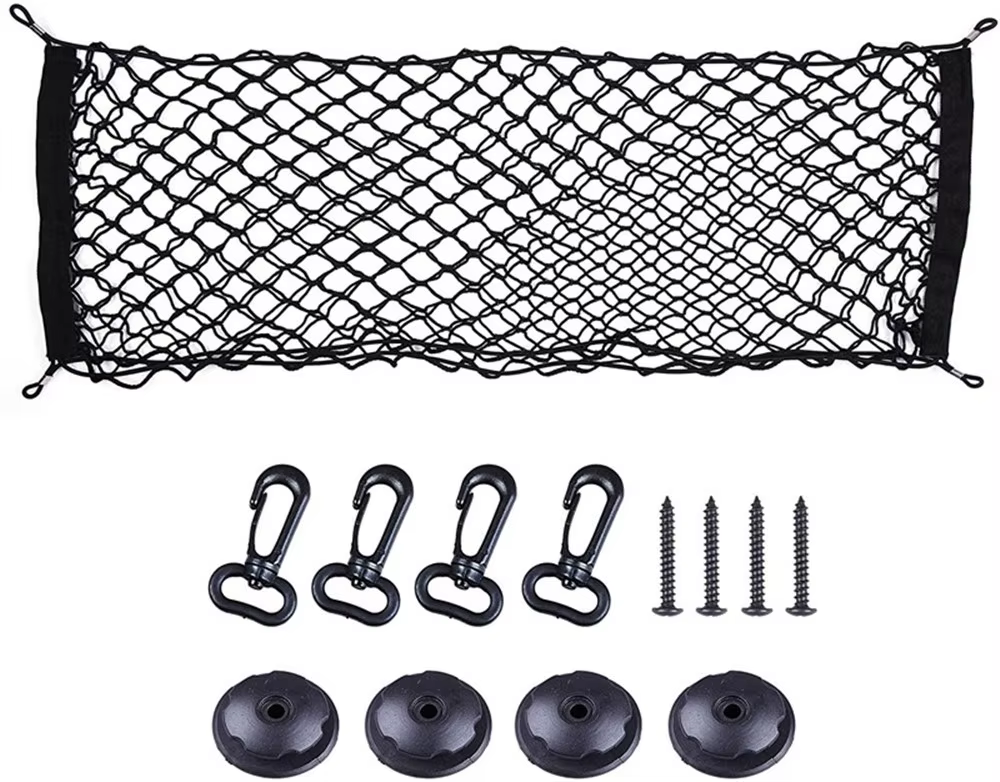 Car Mesh Elastic Nylon Rear Back Cargo Trunk Storage Organizer Double Layer Luggage Net Auto Back Rear Mesh Seat Car Accessories