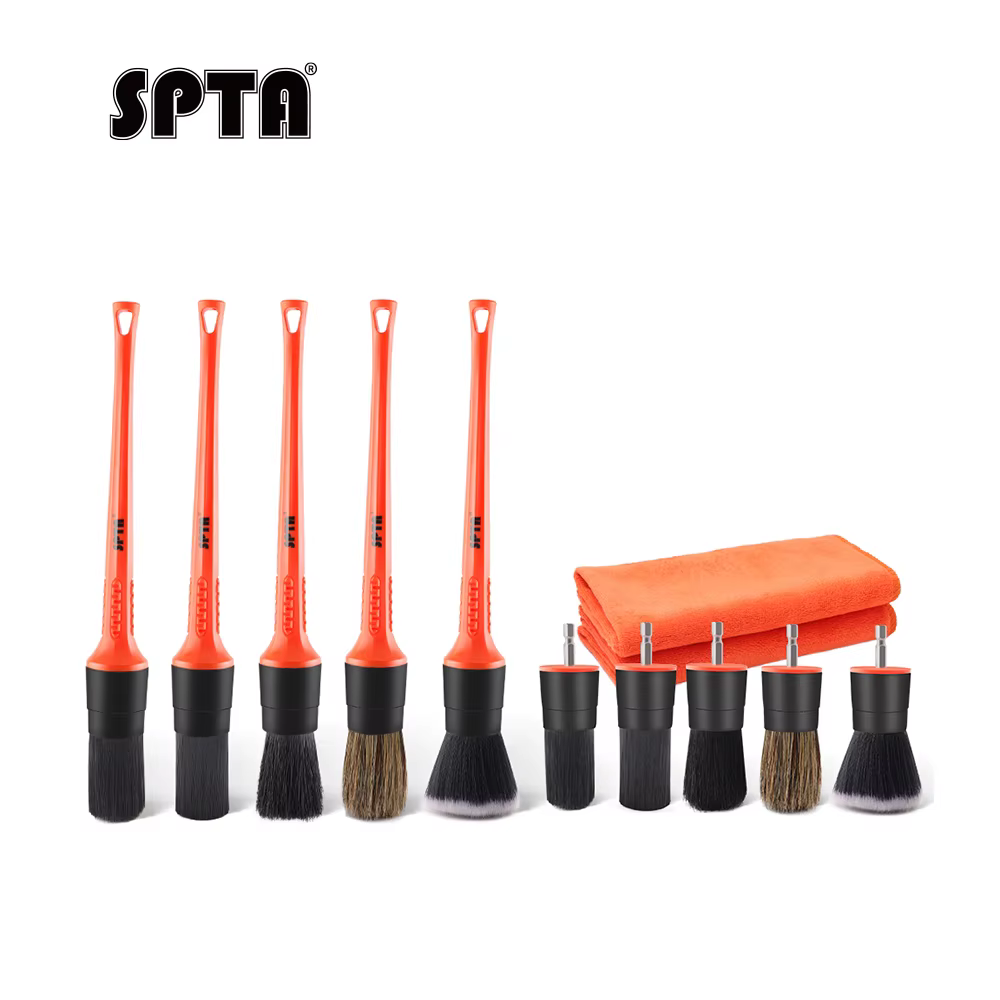 SPTA 12Pcs Drill Brush Attachment&Car Detailing Brush Towel Kit,Mix Hair Soft Auto Detail Brush,No Scratch For Interior/Exterior