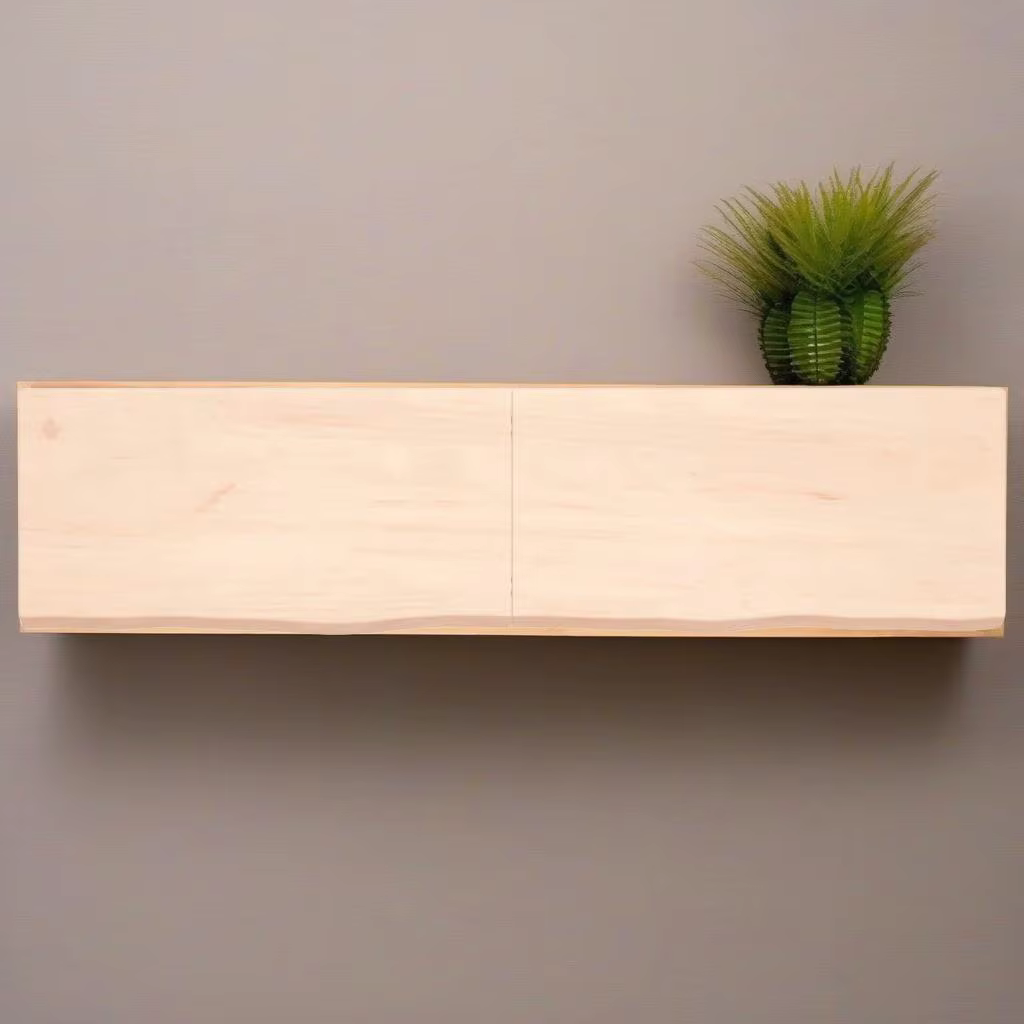 160x40x(2-6)cm Solid Oak Wall Shelf - Untreated Natural Wood Storage Solution