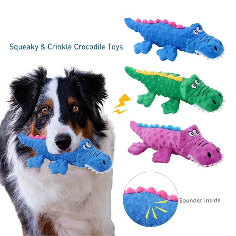 Pets Plush Squeaky Dog Toys Funny Crocodile Shaped Chew Cleaning Teeth Toy Puppy Training Interactive Supplies Toys for Dogs