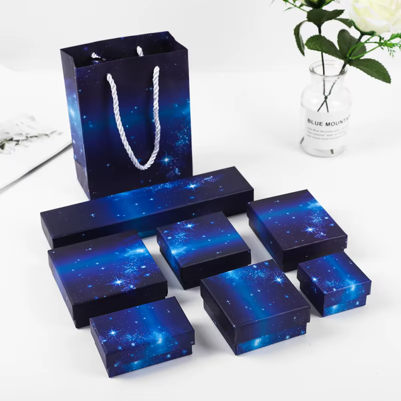 Starry Sky Style Multisize Gift Wrapping Box Jewelry Organizer Storage Gift Box Necklace Earrings Ring Necklace Bracelet Display