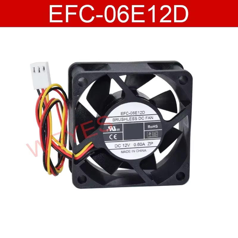 Genuine For EFC-06E12D 6025 60*60*25MM cold 6 12V 0.60A 3 wires inverter fan