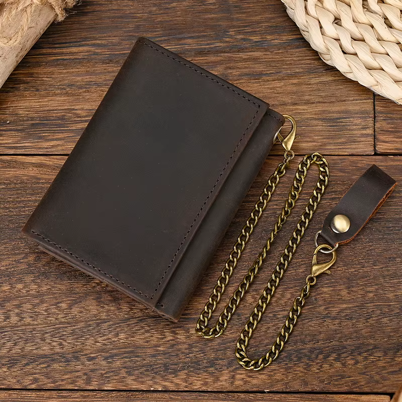 Cowhide Short Wallet Luxury Brand Men 2023 Clip Purse Wallet Chain Male Card Holder Genuinie Leather Coin Purse Dropshipping