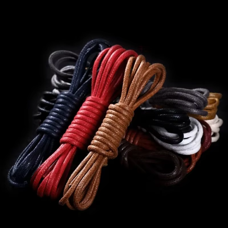 1Pair Waxed Cotton Round Shoe laces Leather Shoes lace Waterproof ShoeLaces Men Boots Shoelace Shoestring