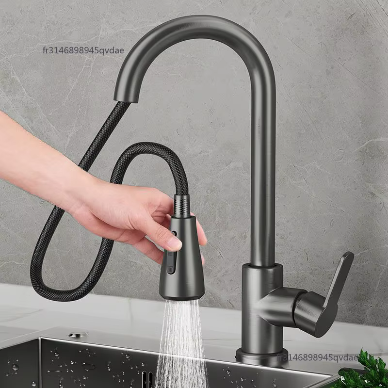 Pull Kitchen Faucet Cold and Hot Water Dual Purpose Splash Proof Faucet Fast Heating Household Wash Basin Faucet