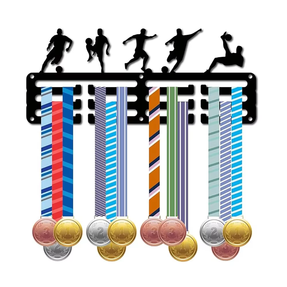 1pc Football/Running Medal Hanger Display Stand for Wall Home Badge Competition Gymnastics Swimming Medal Winner Iron Art