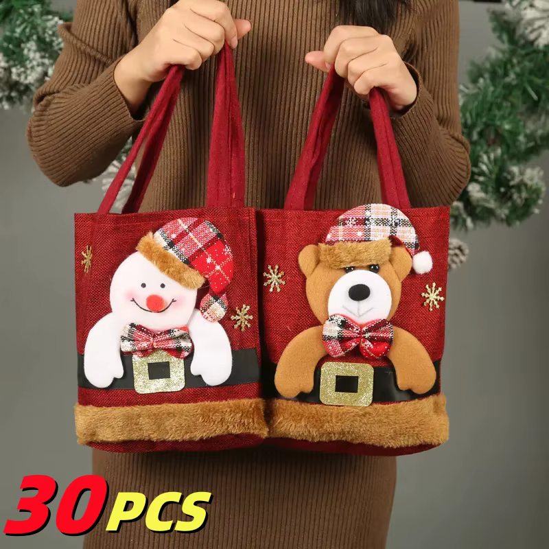 1-30PCS Christmas Decorations Santa Claus Snowman Deer Gift Bag Children's Gift Bag Candy Bag Christmas Handbag