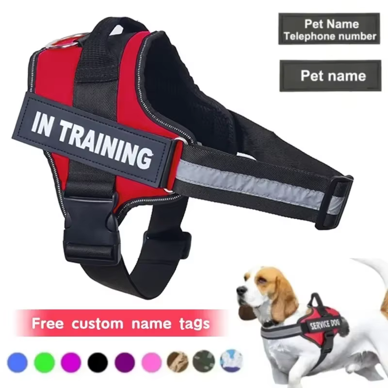 Dropshipping Personalized Dog Harness Reflective Adjustable Dog Harness Tank Top Free Custom Name Label Dog Training Supplies