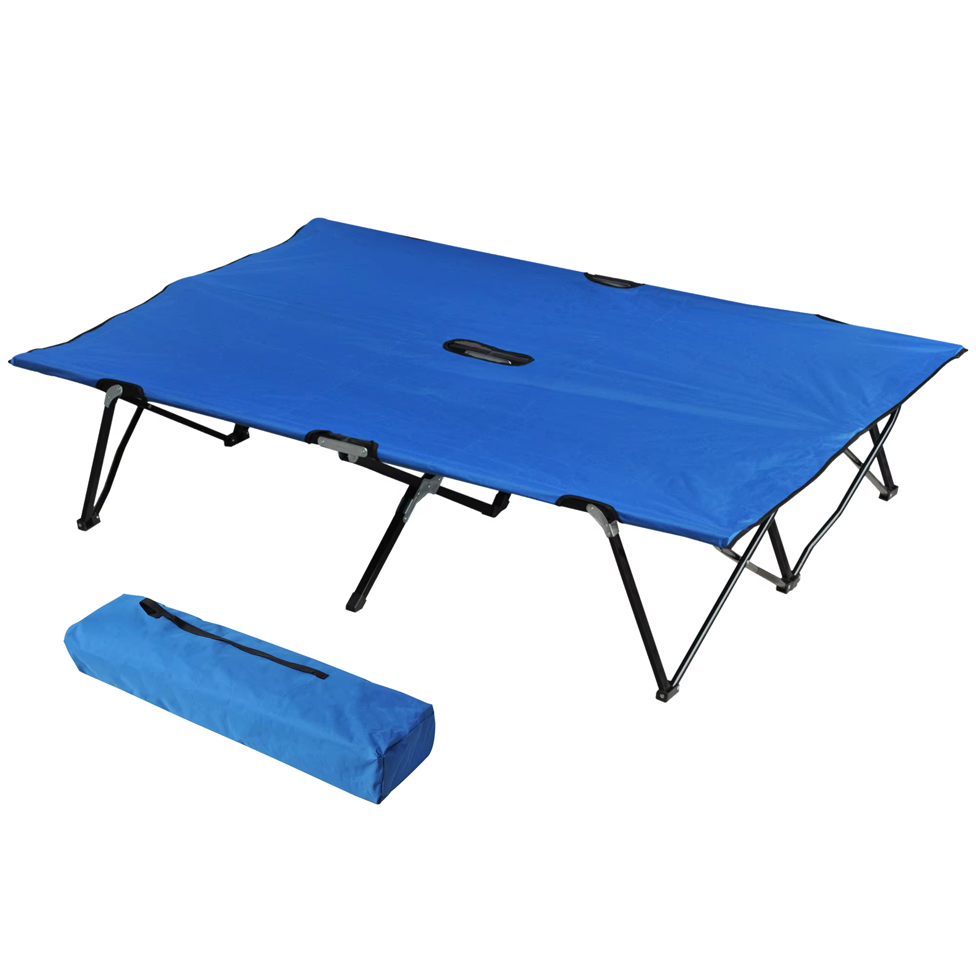 Outsunny Camping bed folding Camping bed with carrying bag and metal frame load 136 kg for beach hiking 193x125x40 cm blue
