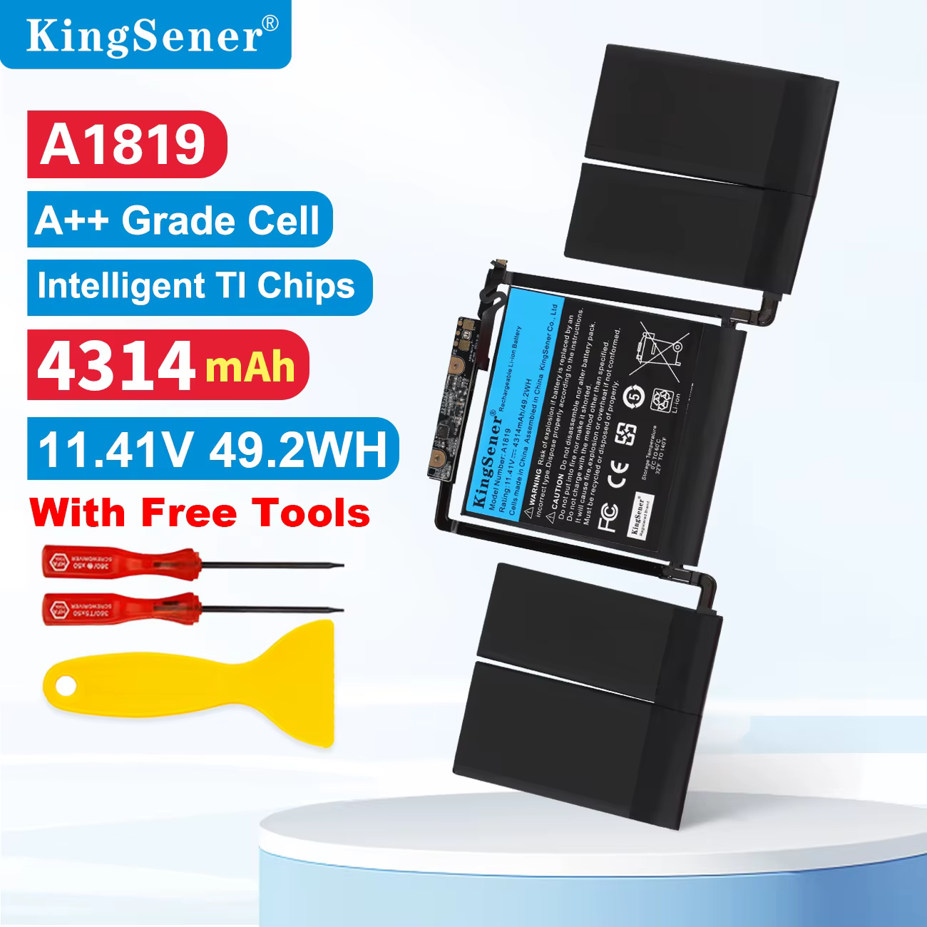 KingSener A1819 Battery for Apple MacBook Pro 13'' Touch Bar A1706 Late 2016 Mid 2017 EMC 3071 EMC 3163 MLH12LL/A MPXV2LL/A