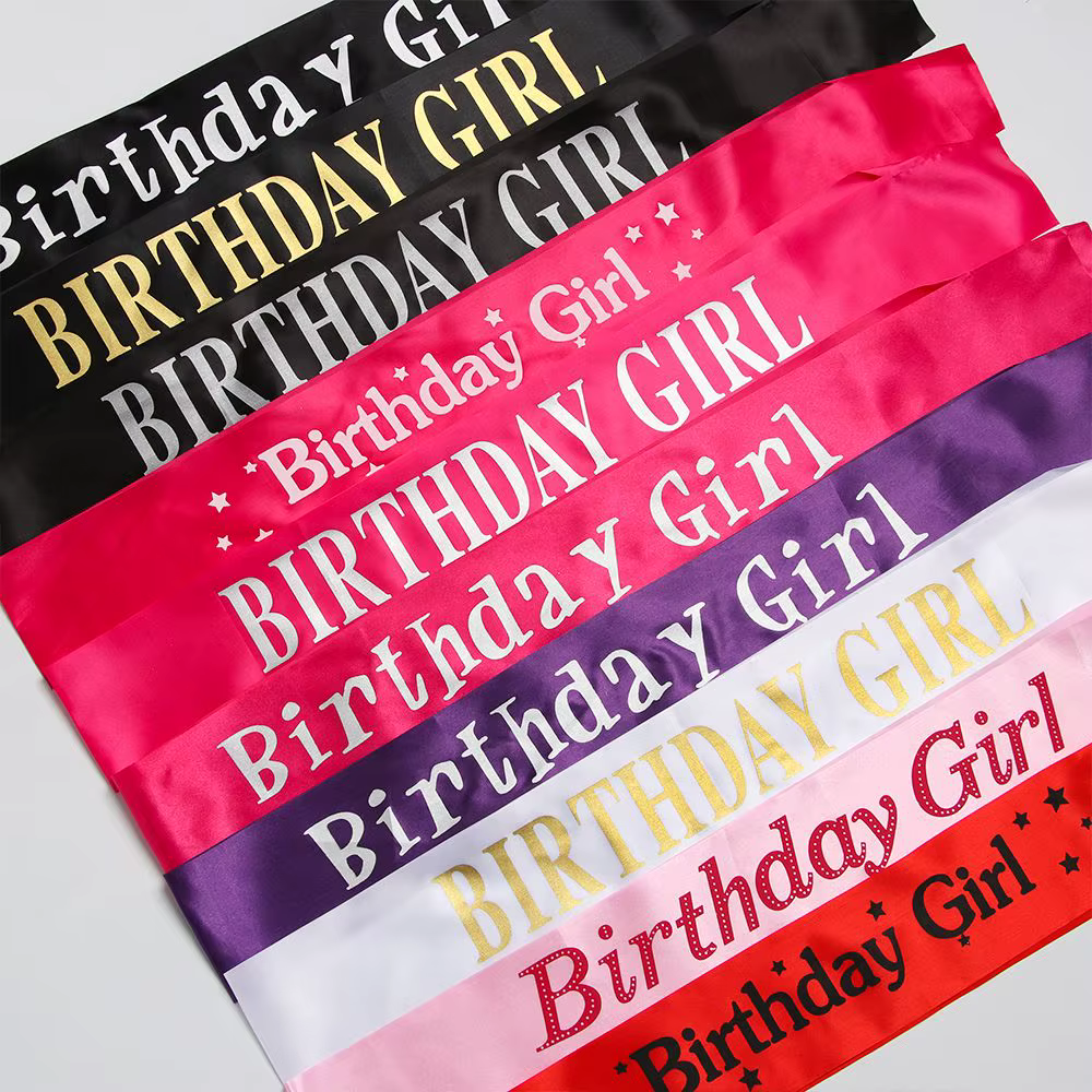 Birthday Girl Ribbons Shoulder Girdle Birthday Girl Glitter Satin Sash Mermaid Party Supplies Decoration Accessories