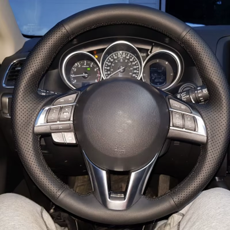 DIY Black Soft Artificial Leather Car Steering Wheel Cover For Mazda CX-5 CX5 Atenza 2014 New Mazda 3 CX-3 2016 Scion iA 2016