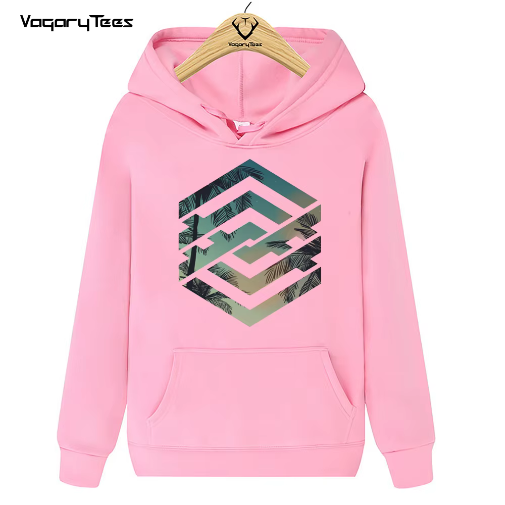 New Korean Geometric sunset Hoodies Sweatshirts Gemestric Graphic Line Retro Pattern Print Harajuku Pullovers Tops