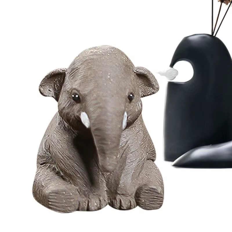 Tea Pet Elephant Purple Clay Elephant Tea Ceremony Pet Chinese Tea Pet Animal Ornament Crocodile Statue Handmade For Tea Lover