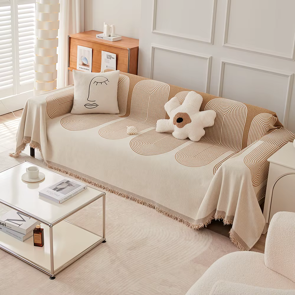 Nordic Tassel Throw Blanket Four Season Sofa Cover Dust Anti-cat Scratch Protection Cover Sofa Blanket Carpet Travel Rug Tassels