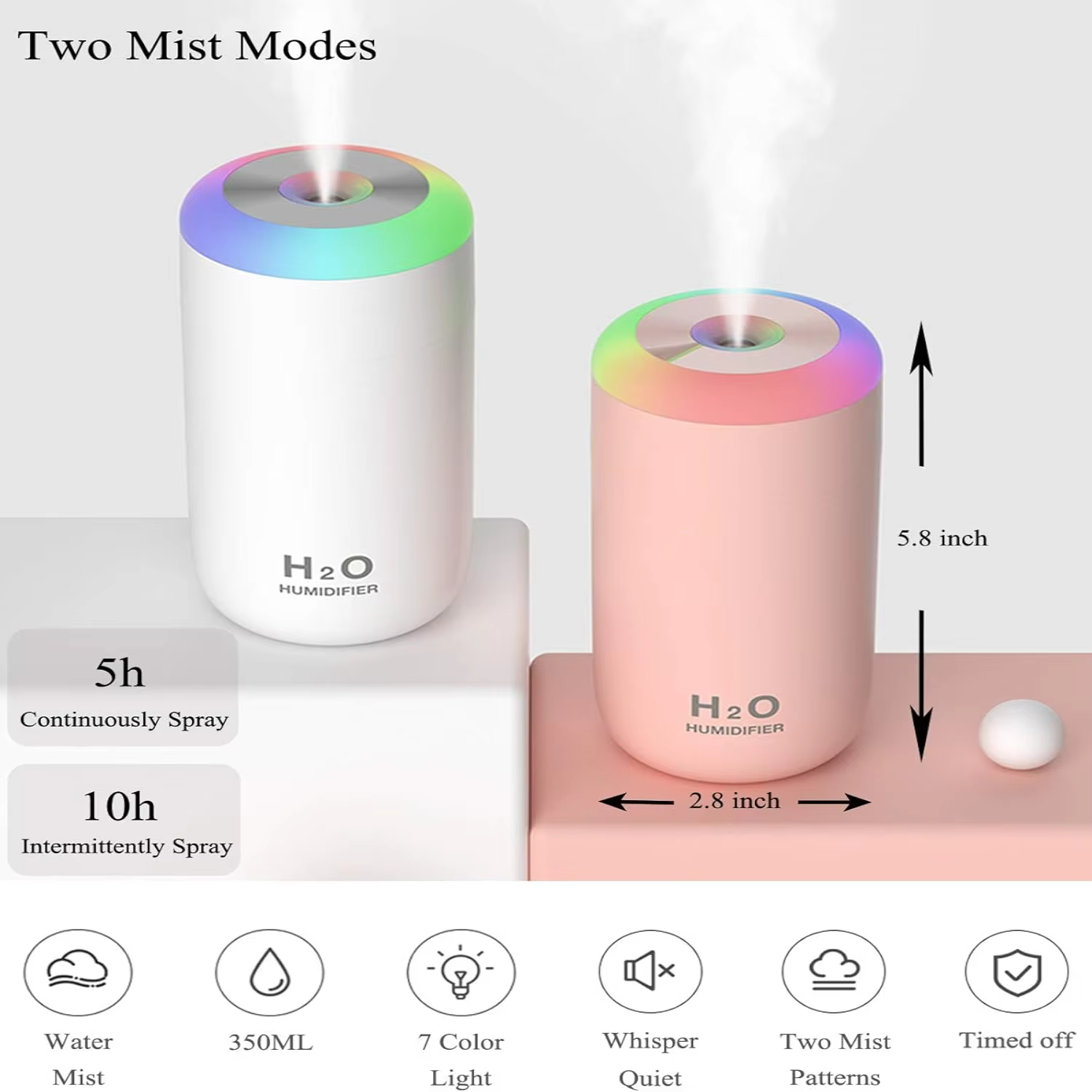 Plant Humidifier, 350ml USB Mini Humidifier for Plants, Small Plant Humidifier with Night Light, Cool Mist Humidifier Baby, Plan