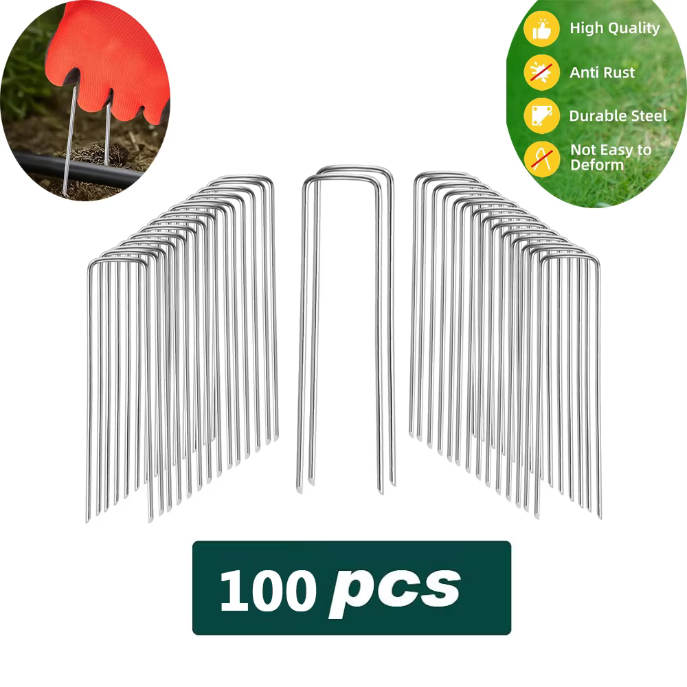 Heavy Duty  Galvanized Steel Garden Stakes Staples Securing Pegs for Securing Weed Fabric Landscape Fabric Netting Ground