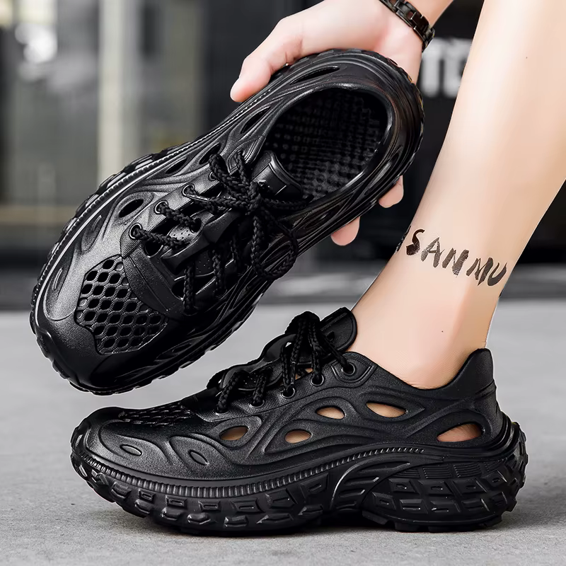 Unisex Wedges Heel Sandals Summer 2025 Women Closed Toe Chunky Platform Sandalias Men Hollow Out Thick Sole Non-slip Slides