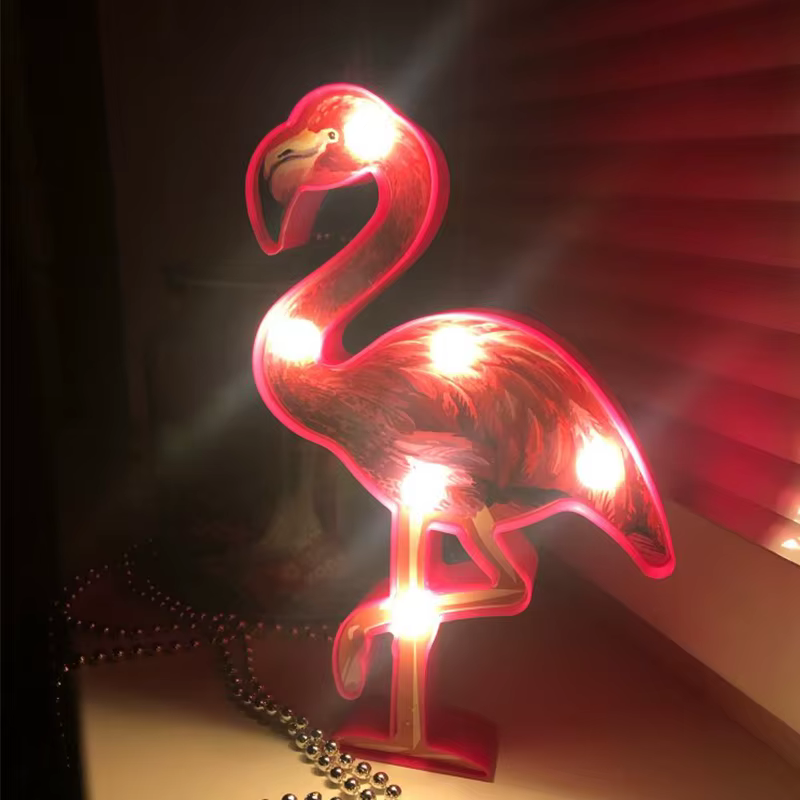 Pink Flamingo Ornaments Led Light Girls Bedroom Decoration Lamp Hawaii Tropical Flamingo Birthday Party Decoration Kids Gift
