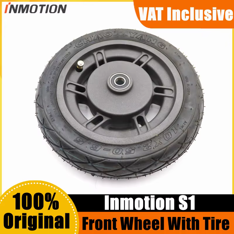 Original 10x2.50- 6.5 Inflatable Front Wheel Assembly for Inmotion S1 Smart Electric Scooter 10inch Front Wheel Tire Accessories