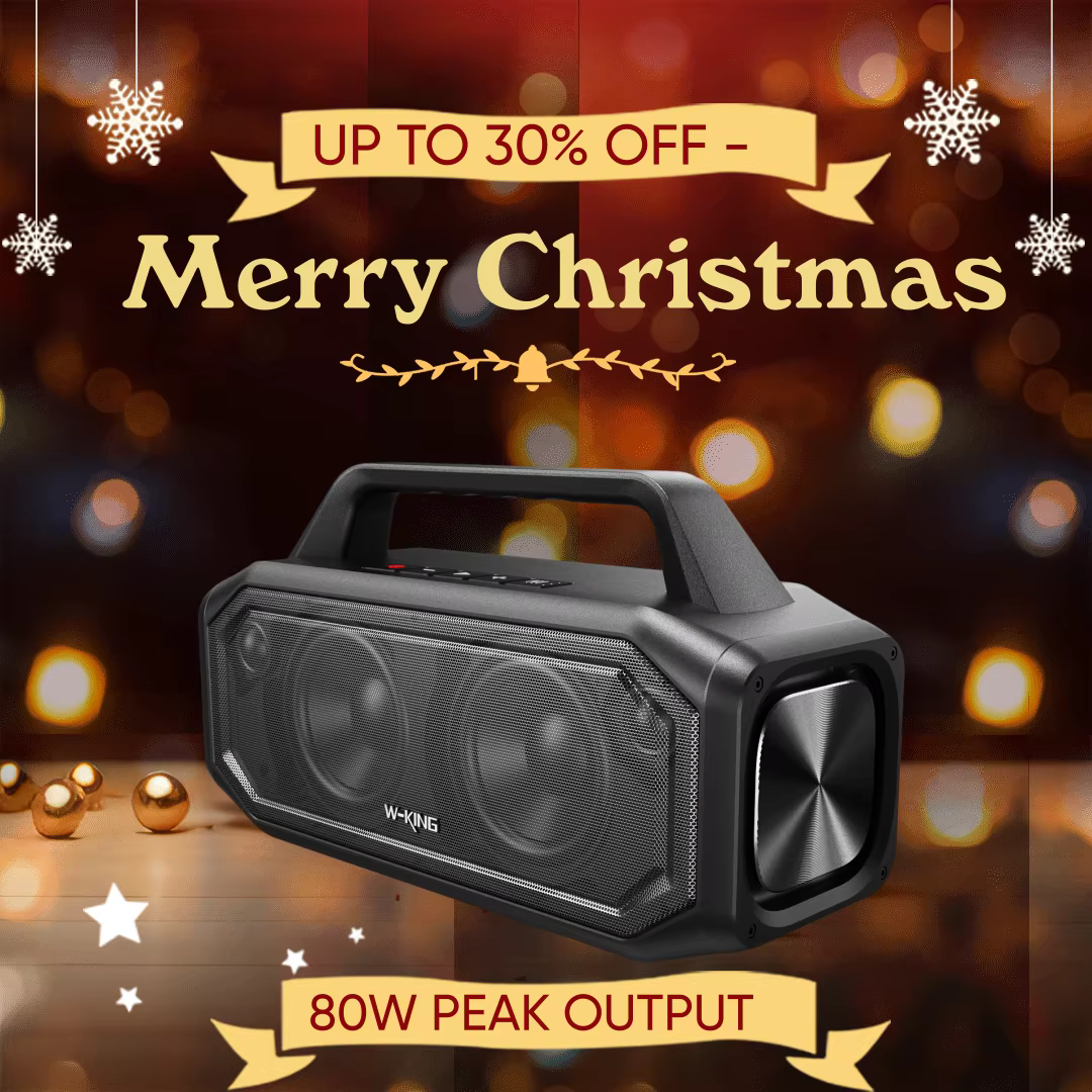 W-KING 80W Speakers Bluetooth Wireless, Portable Outdoor Speakers Loud with Bass Boost, Stereo Pairing, Reverse Charging, IPX6 W
