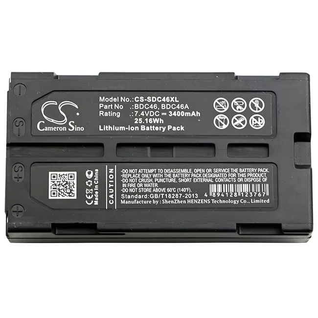 CS 3400mAh Battery For Sokkia 40200040  7380-46  BDC46  BDC-46  BDC46A  BDC-46A  BDC46B  BDC-46B  BDC-46C SDL30  Pentax DA020F
