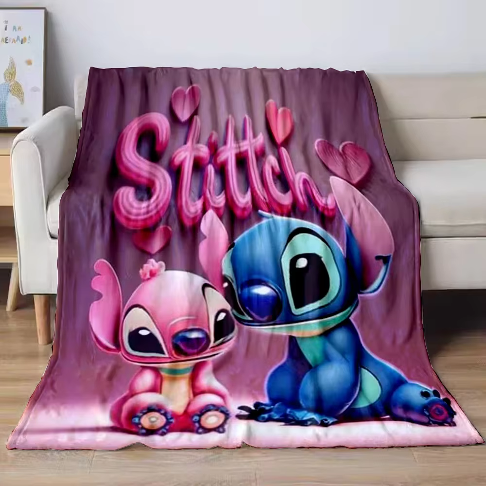 Disney Stitch Cartoon 3D Blankets Soft Plush Blanket,Flannel Blanket Throw Break Blanket for Living Room Bedroom Bed Sofa Picnic