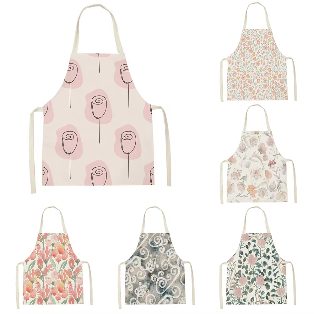 Pink tulip kitchen apron Cleaning floral Plant apron Home Cooking Baking Men Women Tools Minimalism kids bib custom izableapron