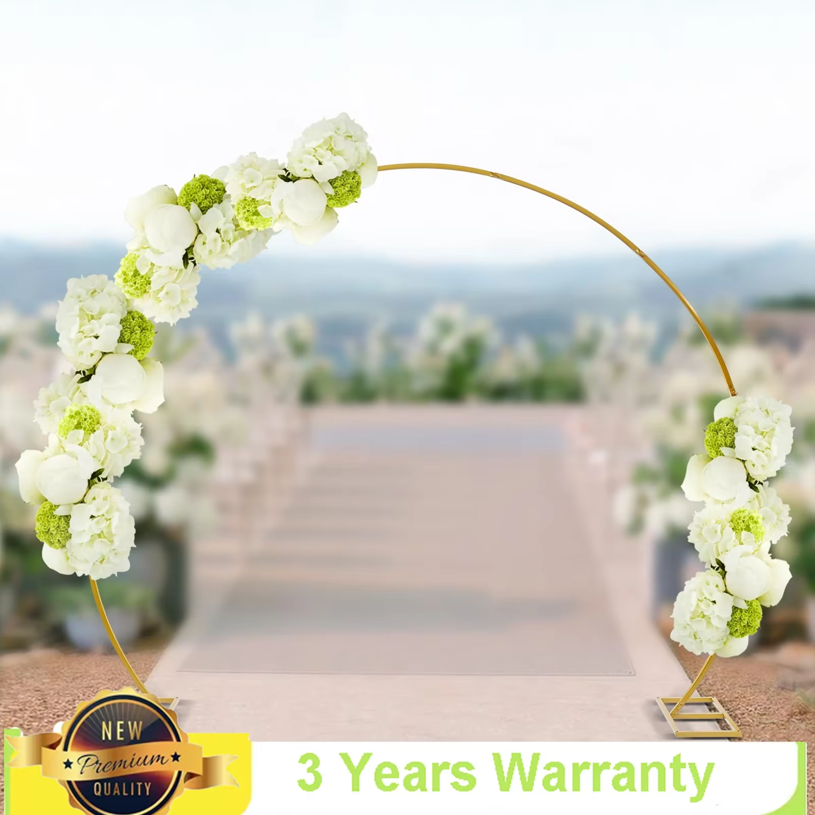 Large golden metal circular balloon arch decoration is used for birthday, wedding, graduation decoration, event party supplies,