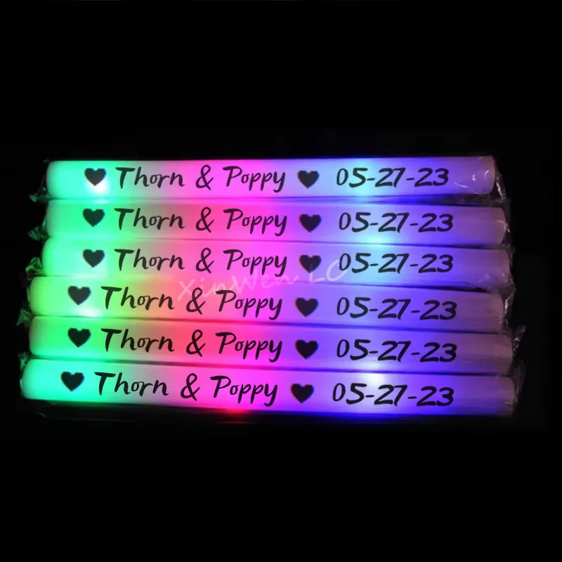 30/40/60/100/120Pcs RGB LED Glow Foam Stick Bulk Colorful LED Glow Sticks  Cheer Tube Dark Light Birthday Wedding Party Supplies