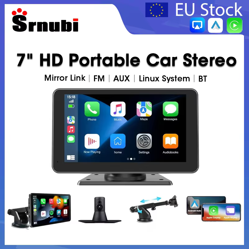 Srnubi Universal 7inch Wireless CarPlay Android Auto Car Radio Multimedia Video Player Portable Touch Screen For VW Toyota Honda